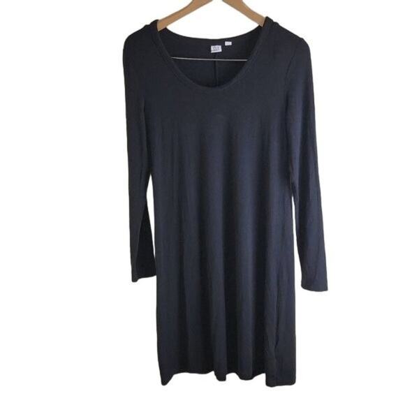 Gap Midi Dress Scoop Neck Long Sleeve Black size S - Picture 1 of 6